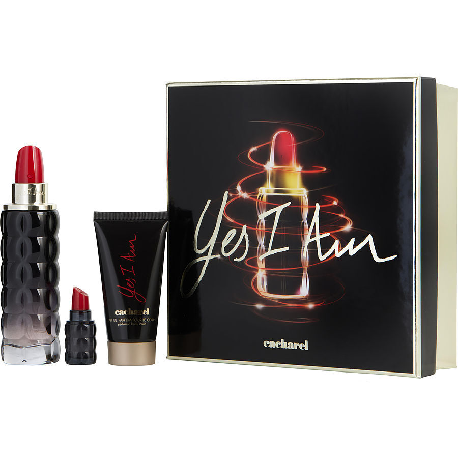 YES I AM by Cacharel (WOMEN) EAU DE PARFUM SPRAY 2.5 OZ & BODY LOTION 1.7 OZ & EAU DE PARFUM 0.16 OZ MINI gift set