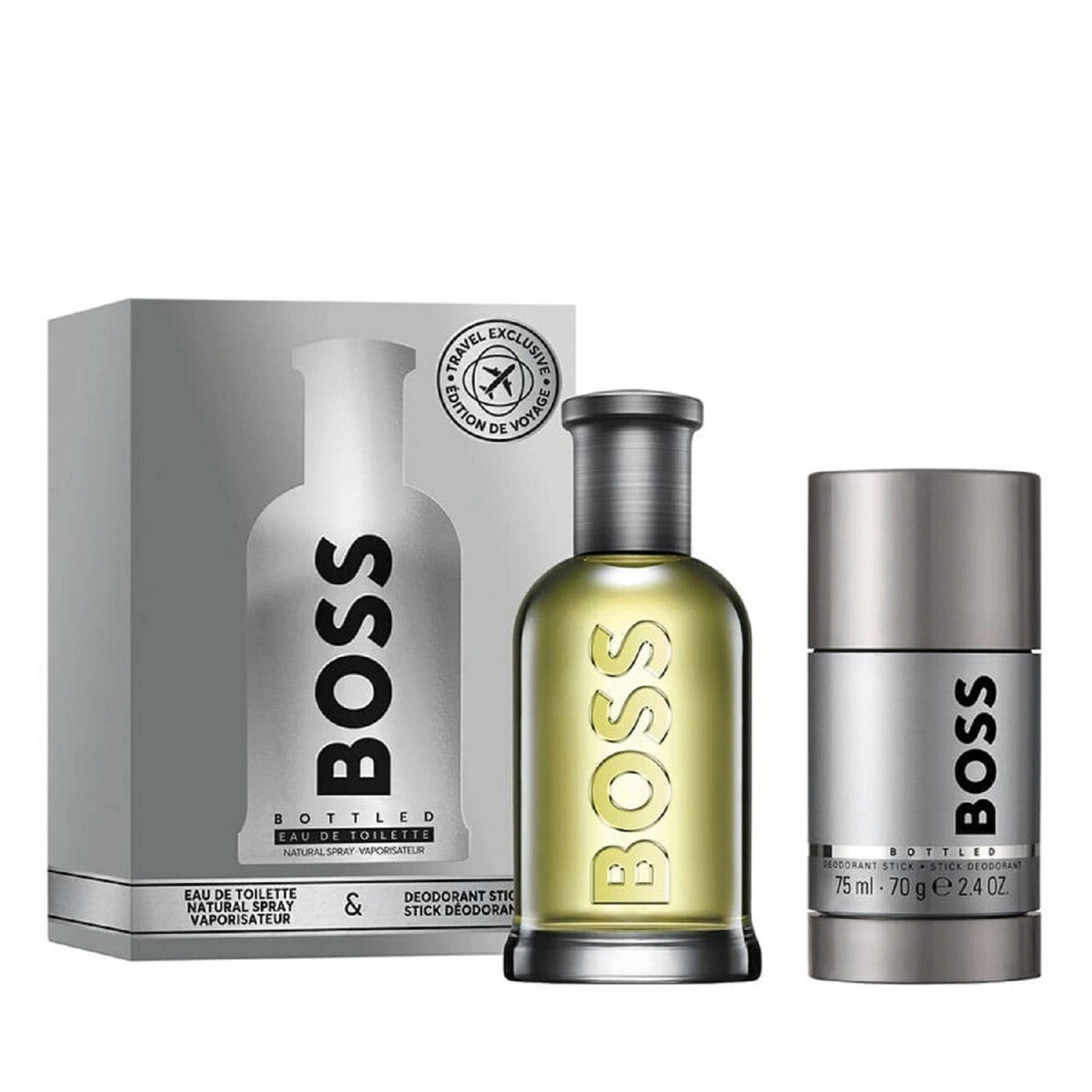 Hugo boss bottled 2 pcs set for men: 3.3 oz eau de toilette spray + 2.4 oz deodorant stick