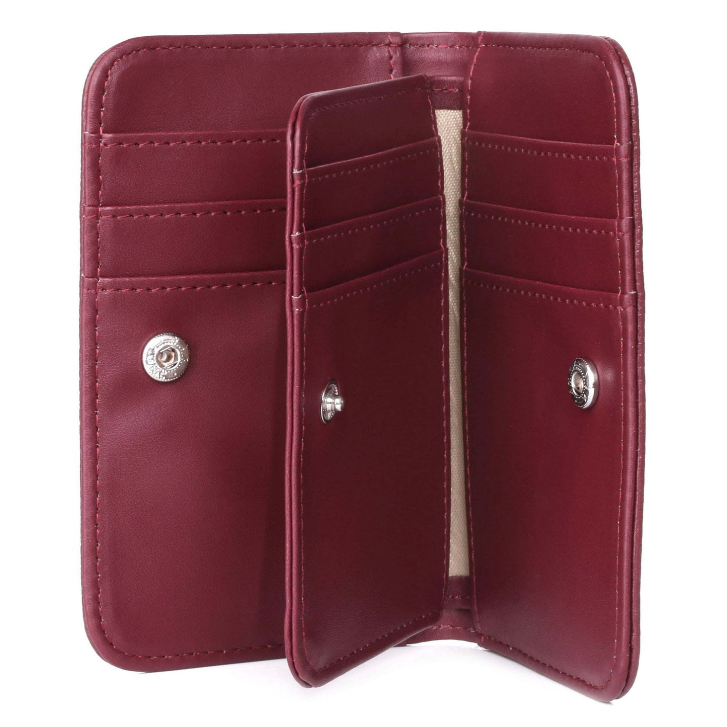 Julia Buxton Women's Hudson Pik-Me-Up Snap Card Case Leather, Red