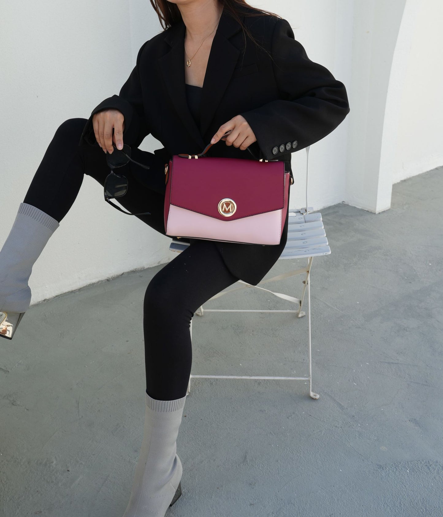 MKF Collection Zayla Color Block Vegan Leather Women Shoulder Handbag by Mia k