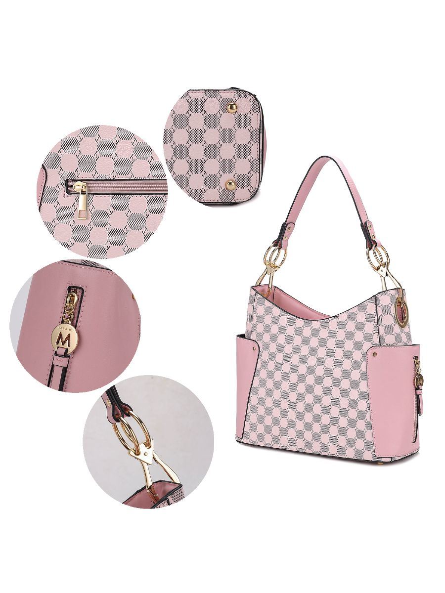 MKF Collection Penelope Circular Print Vegan Leather Women Shoulder Bag witch matching Wallet by Mia k