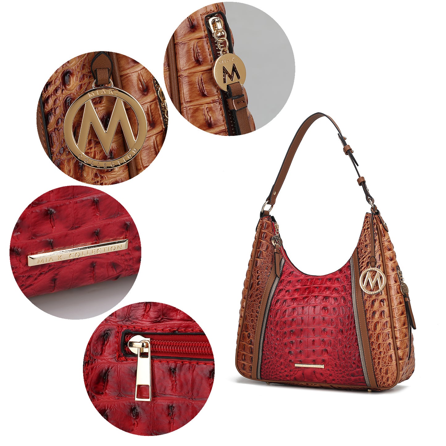 MKF Collection Becket Faux Crocodile Embossed Vegan Leather Women Shoulder Bag by Mia K