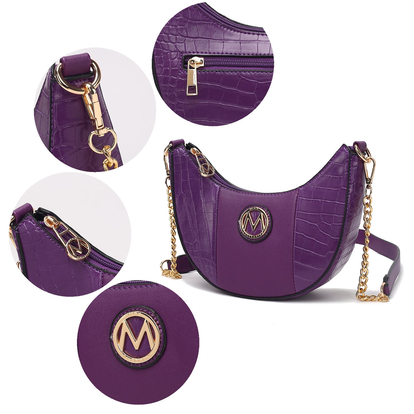 MKF Collection Amira Crocodile Embossed Vegan Leather Women Shoulder Bag by Mia K