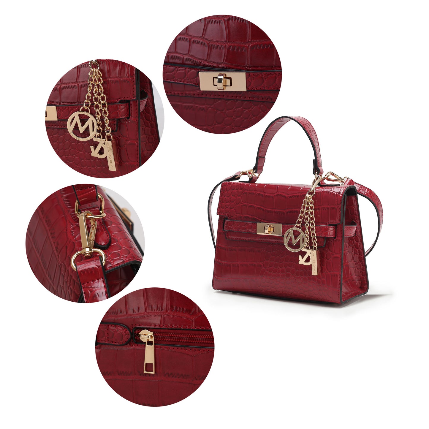 MKF Collection Naomi Satchel Handbag Crocodile Embossed Leather Crossover Womens by Mia K