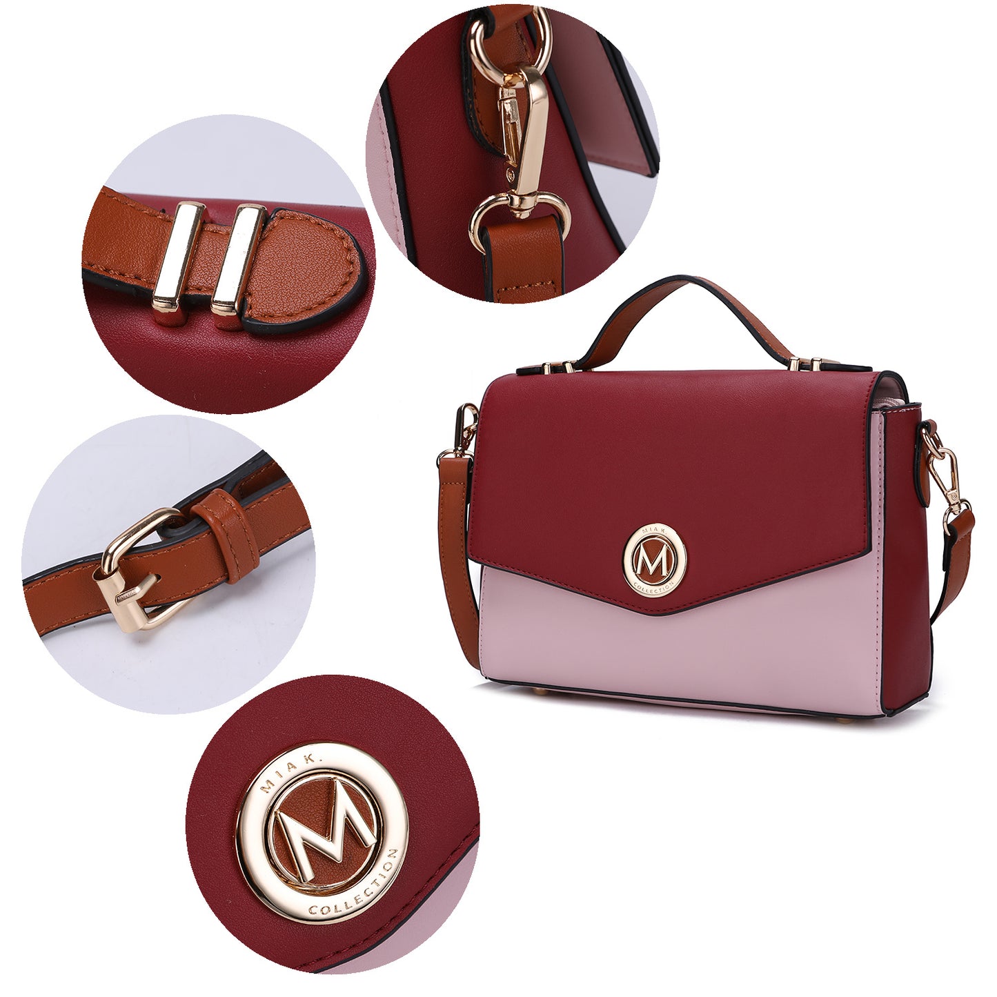 MKF Collection Zayla Color Block Vegan Leather Women Shoulder Handbag by Mia k