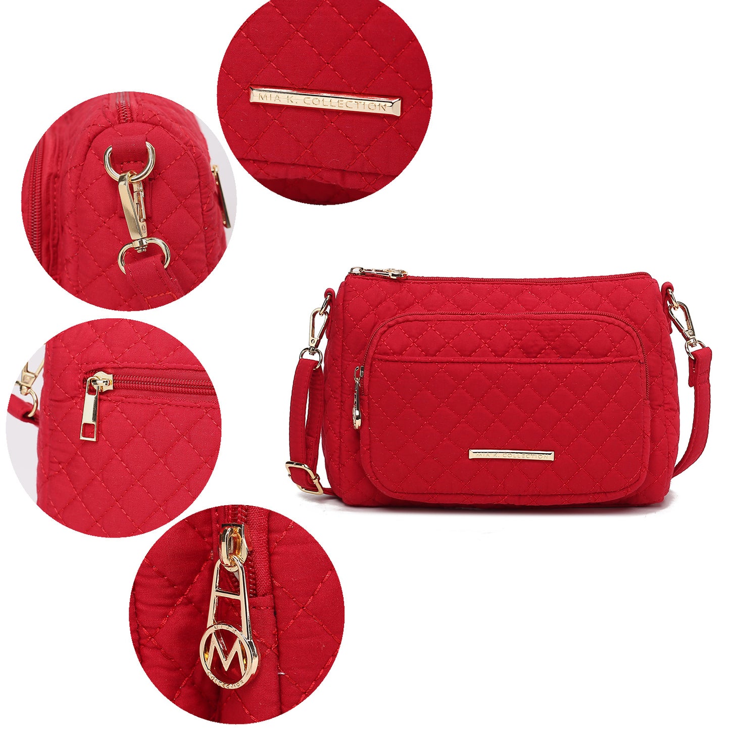 MKF Collection Rosalie Solid Quilted Cotton Women Shoulder Bag by Mia K