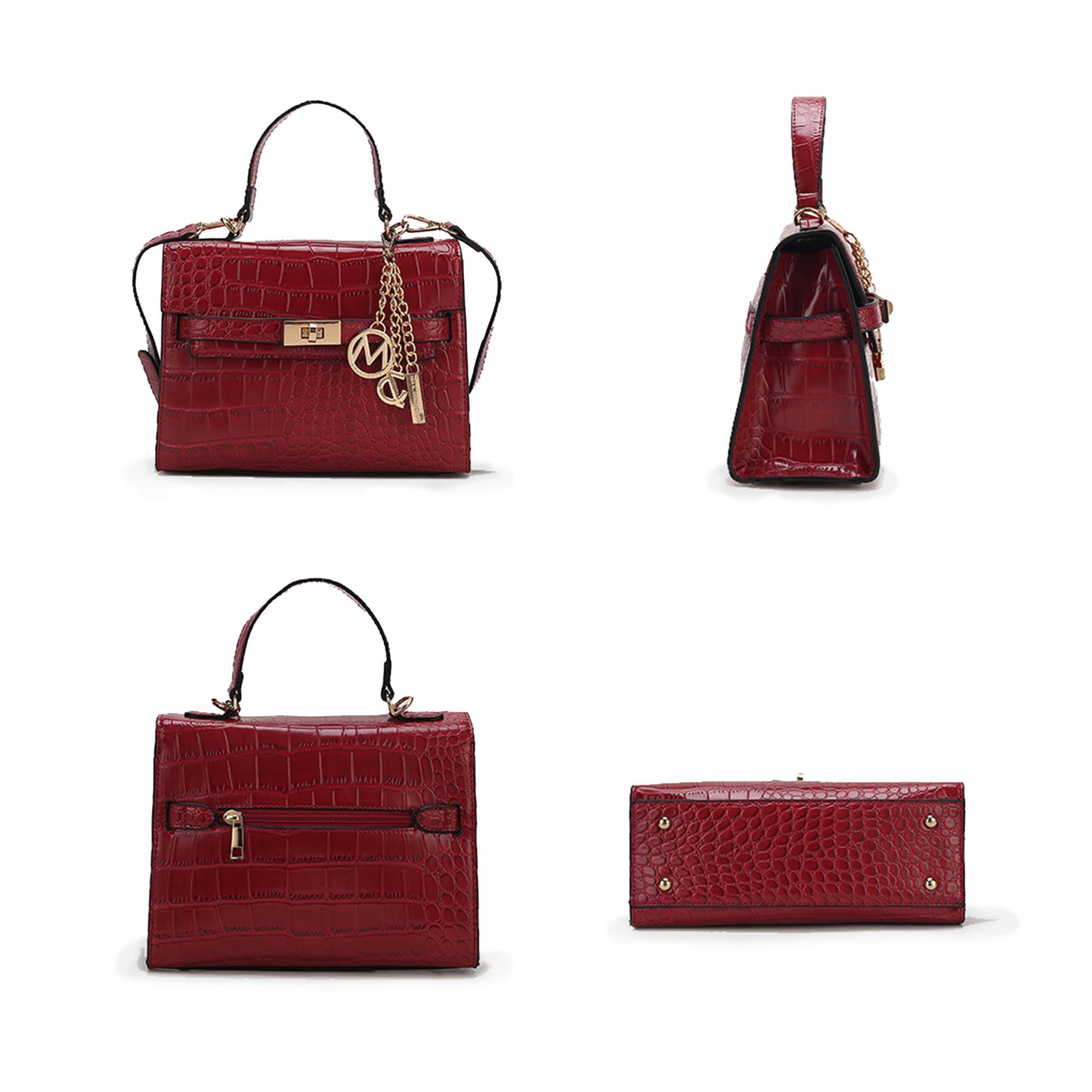 MKF Collection Naomi Satchel Handbag Crocodile Embossed Leather Crossover Womens by Mia K