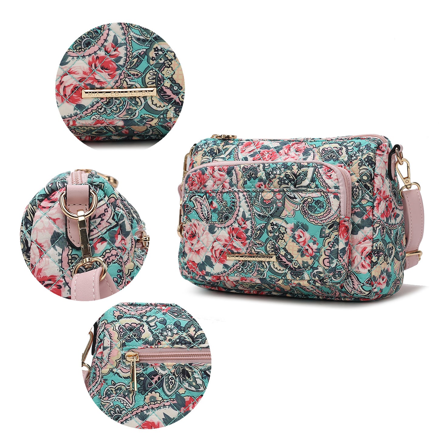 MKF Collection Rosalie Cotton Botanical Pattern Women Shoulder Handbag by Mia k
