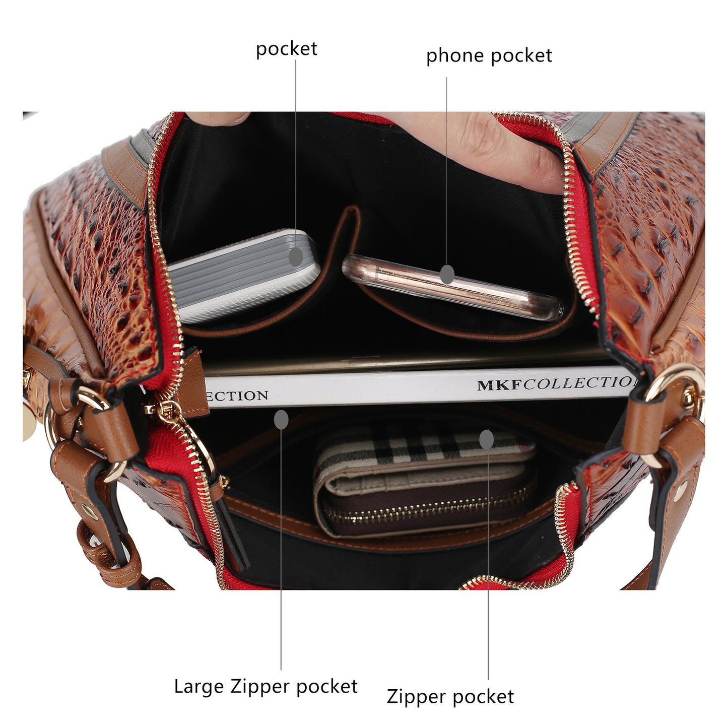 MKF Collection Becket Faux Crocodile Embossed Vegan Leather Women Shoulder Bag by Mia K
