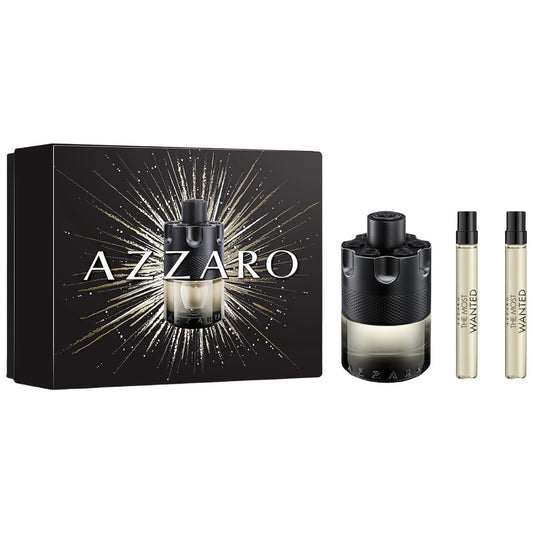 Azzaro the most wanted 3 pcs set for men: 3.4 eau de toilette spray intense + 2 * 0.33 eau de toilette spray intense