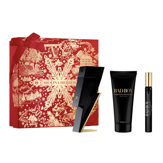 Carolina herrera bad boy 3 pcs set: 3.4 eau de toilette spray + 0.34 eau de toilette spray + 3.4 shower gel.