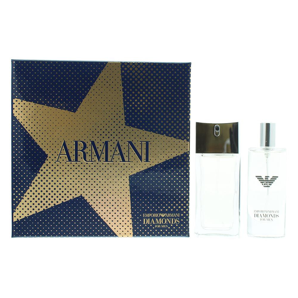 Armani emporio diamonds 2 pcs set for men: 1.7 eau de toilette spray + 0.5 oz eau de toilette spray (hard box)