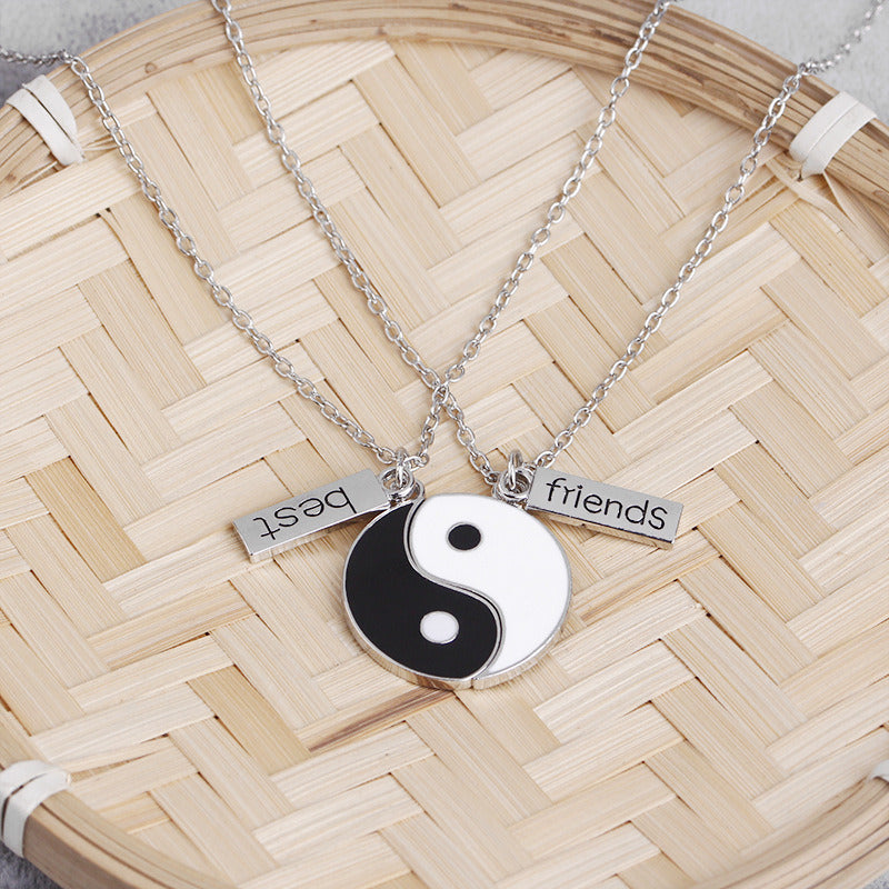 2Pcs/Set Best Friend Heart Couple Pendant Necklace Sister Brother Gift Friendship Jewelry