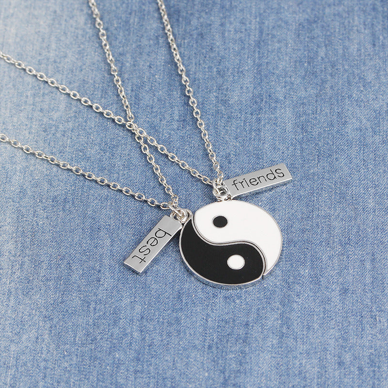 2Pcs/Set Best Friend Heart Couple Pendant Necklace Sister Brother Gift Friendship Jewelry
