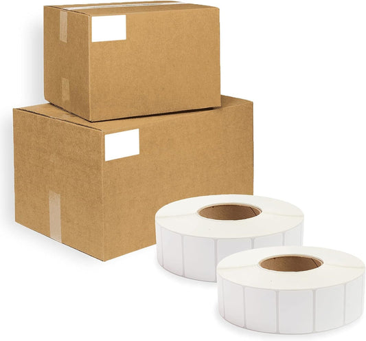 30080 Pack of White Thermal Transfer Labels 2" x 1.5" with 3" Core. Perforated Thermal Shipping Label. Self-Adhesive Rolls. Mailing Printing Roll. Paper Blank for Shipping; Barcoding