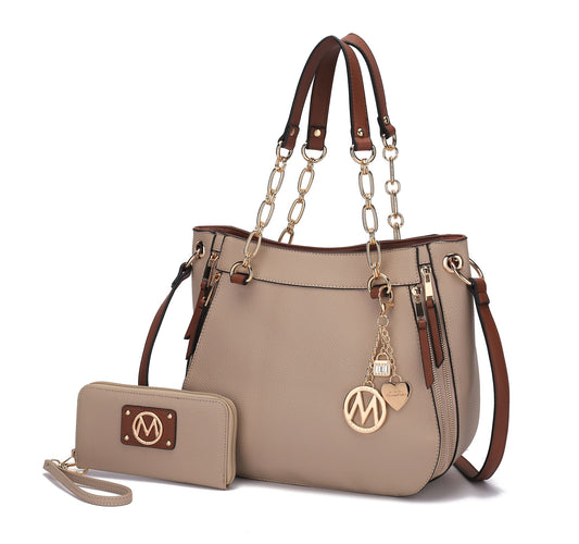 MKF Collection Lina Tote Handbag with Wristlet Wallet Vegan Leather Crossover Women's Purse by Mia K
