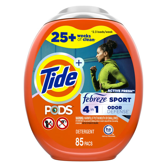 Tide PODS Liquid Laundry Detergent Soap Pacs 4-n-1 with Febreze; HE Compatible 85 Count