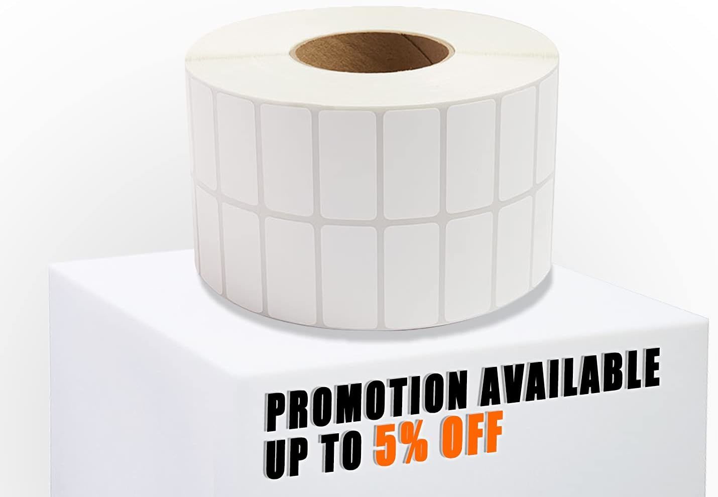 (2-Up) 43200 Pack of White Thermal Transfer Labels 2" x 1" with 3" Core. Perforated Thermal Shipping Label. Self-Adhesive Rolls. Mailing Printing Roll. Paper Blank for Shipping; Barcoding