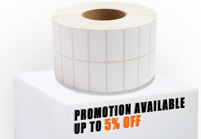 (2-Up) 43200 Pack of White Thermal Transfer Labels 2" x 1" with 3" Core. Perforated Thermal Shipping Label. Self-Adhesive Rolls. Mailing Printing Roll. Paper Blank for Shipping; Barcoding