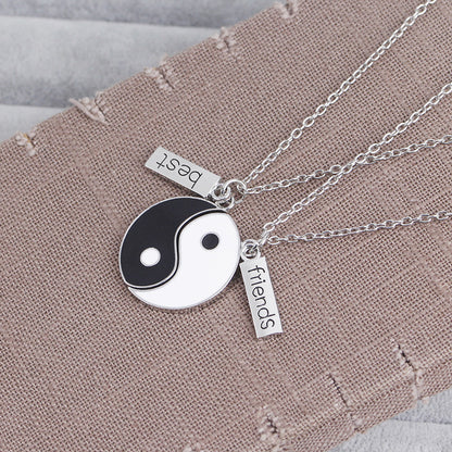 2Pcs/Set Best Friend Heart Couple Pendant Necklace Sister Brother Gift Friendship Jewelry