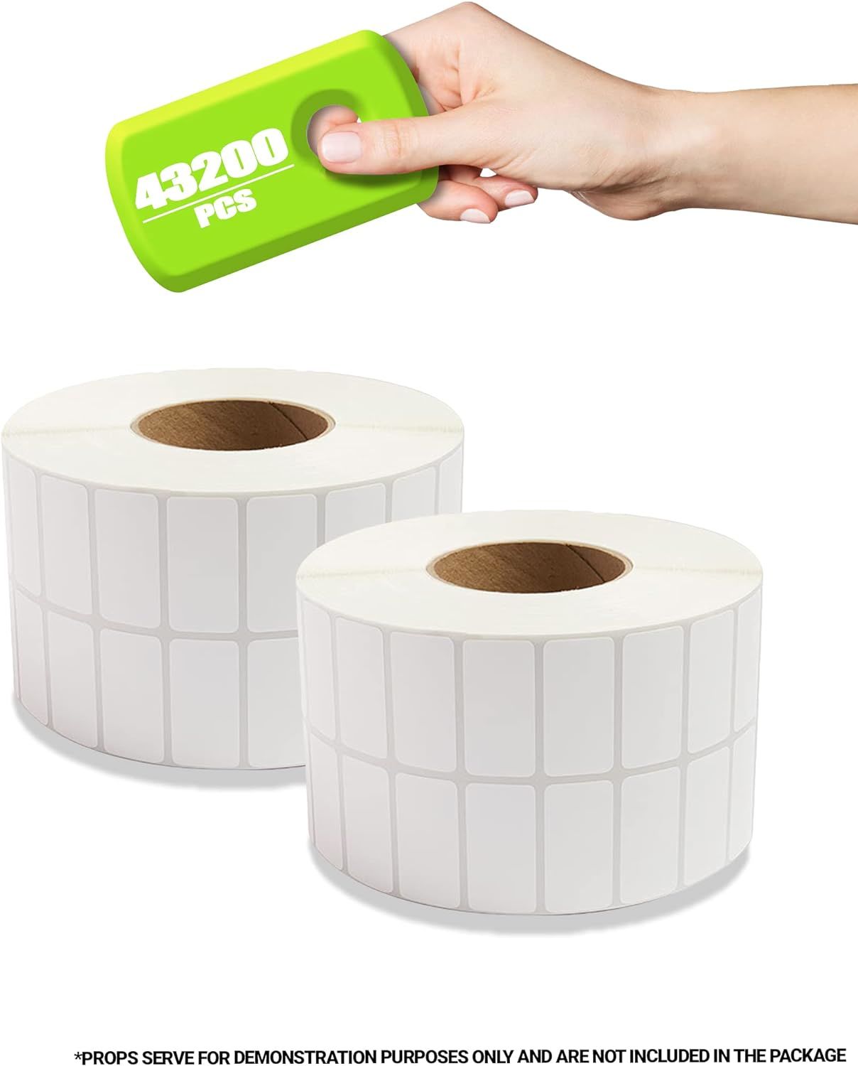 (2-Up) 43200 Pack of White Thermal Transfer Labels 2" x 1" with 3" Core. Perforated Thermal Shipping Label. Self-Adhesive Rolls. Mailing Printing Roll. Paper Blank for Shipping; Barcoding
