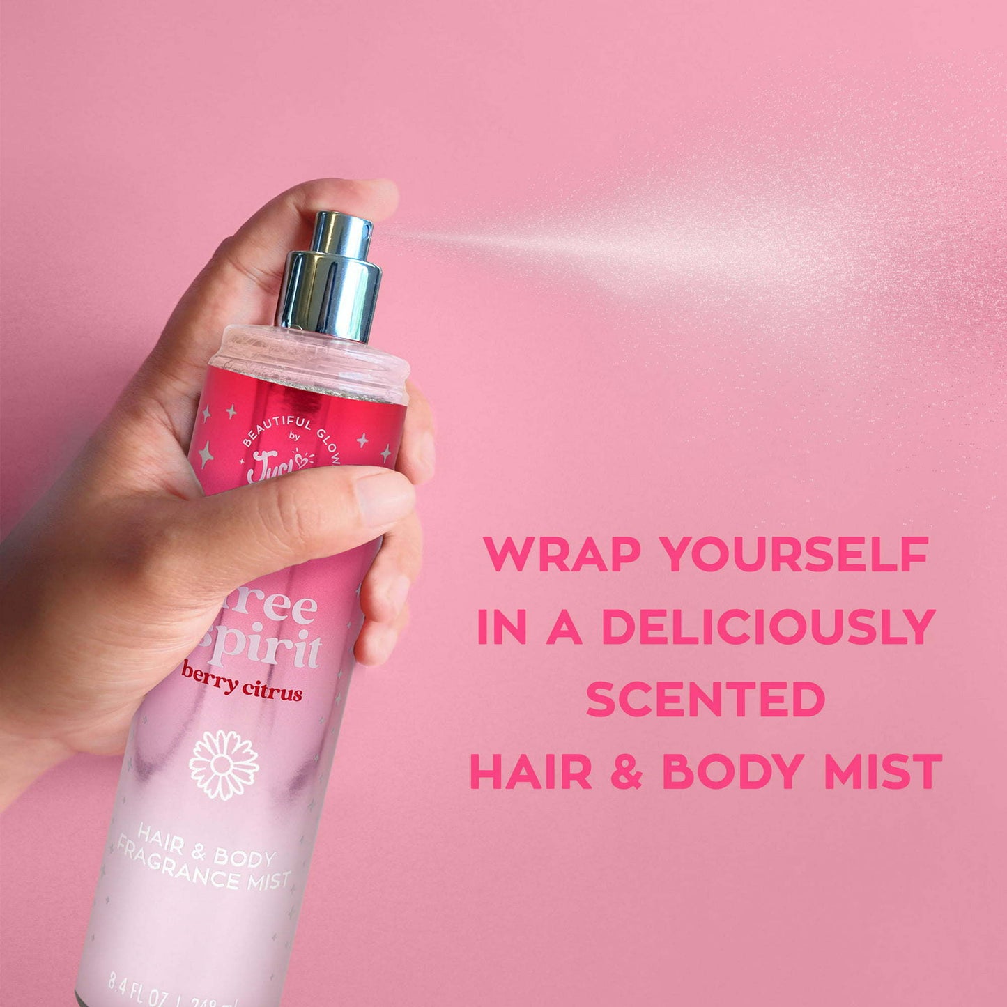 Beautiful Glow by Justice Hair and Body Fragrance Mist, Rebel Free Spirit Berry Citrus, 8.4 fl oz