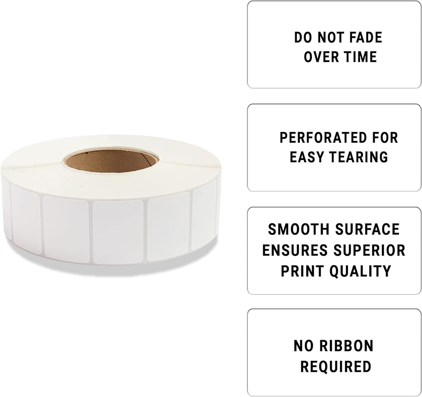 30080 Pack of White Thermal Transfer Labels 2" x 1.5" with 3" Core. Perforated Thermal Shipping Label. Self-Adhesive Rolls. Mailing Printing Roll. Paper Blank for Shipping; Barcoding