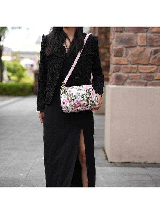 MKF Collection Rosalie Cotton Botanical Pattern Women Shoulder Handbag by Mia k