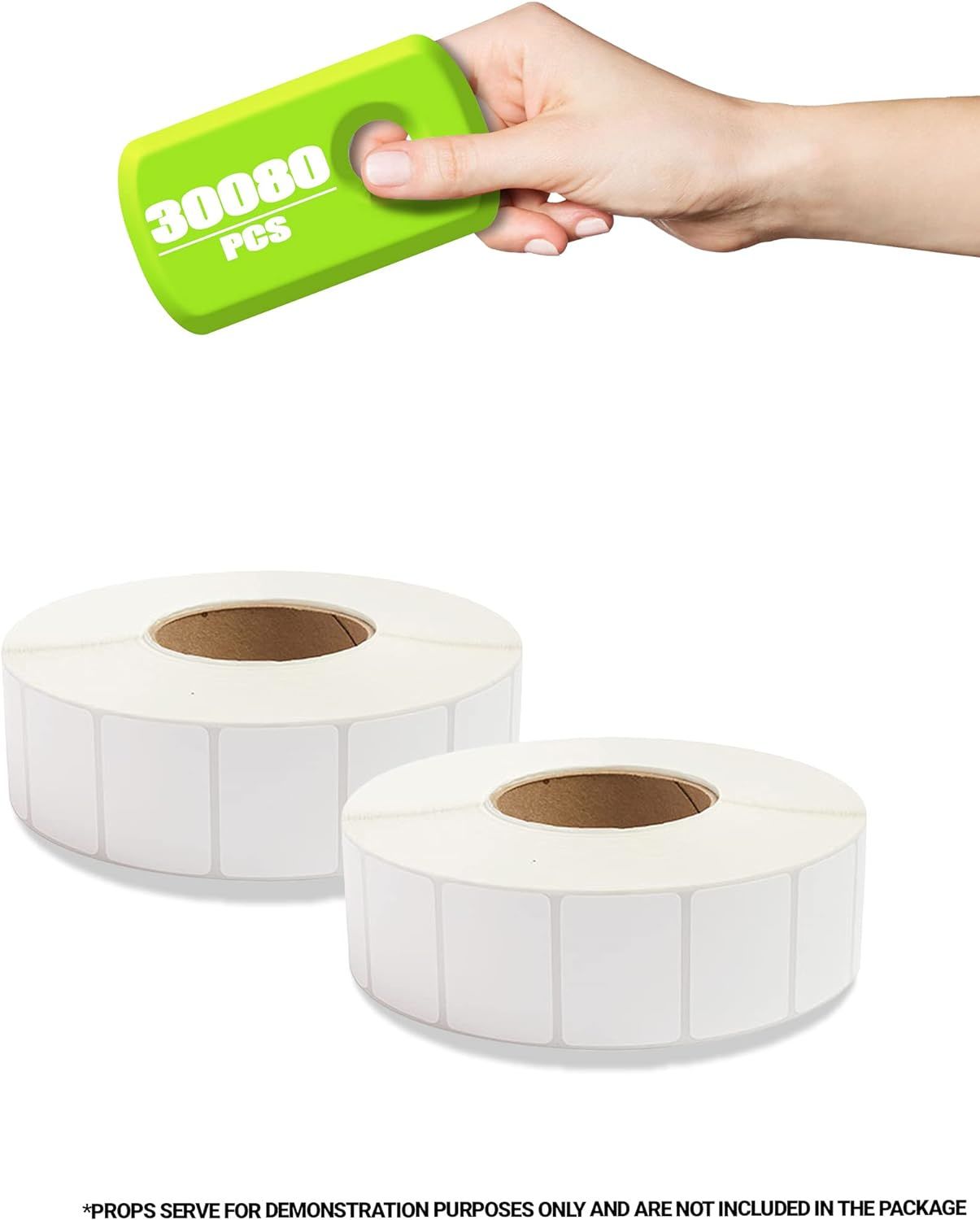 30080 Pack of White Thermal Transfer Labels 2" x 1.5" with 3" Core. Perforated Thermal Shipping Label. Self-Adhesive Rolls. Mailing Printing Roll. Paper Blank for Shipping; Barcoding