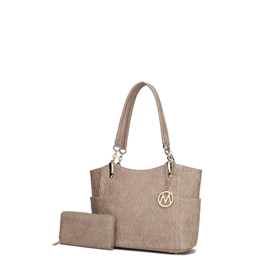 MKF Collection by Mia K. Allison Women's Tote Handbag and Wallet Set, 2-Piece, (Color Taupe)