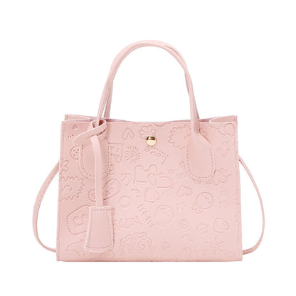 2022 Cartoon Printing Women&#39;s Bag Soft PU Leather Women Shoulder Bag Fashion Handbags Solid Color Luxury Casual Crossbody Bags