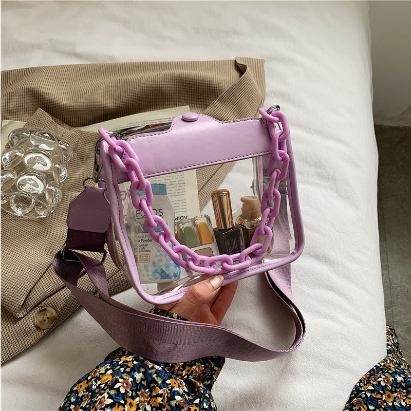 2023 Summer Women Clear Transparent Crossbody Bag Female Jelly Handbags and Purses Acrylic Chain Square Shoulder Bag Bolsos