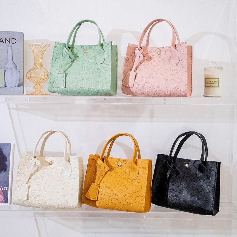 2022 Cartoon Printing Women&#39;s Bag Soft PU Leather Women Shoulder Bag Fashion Handbags Solid Color Luxury Casual Crossbody Bags