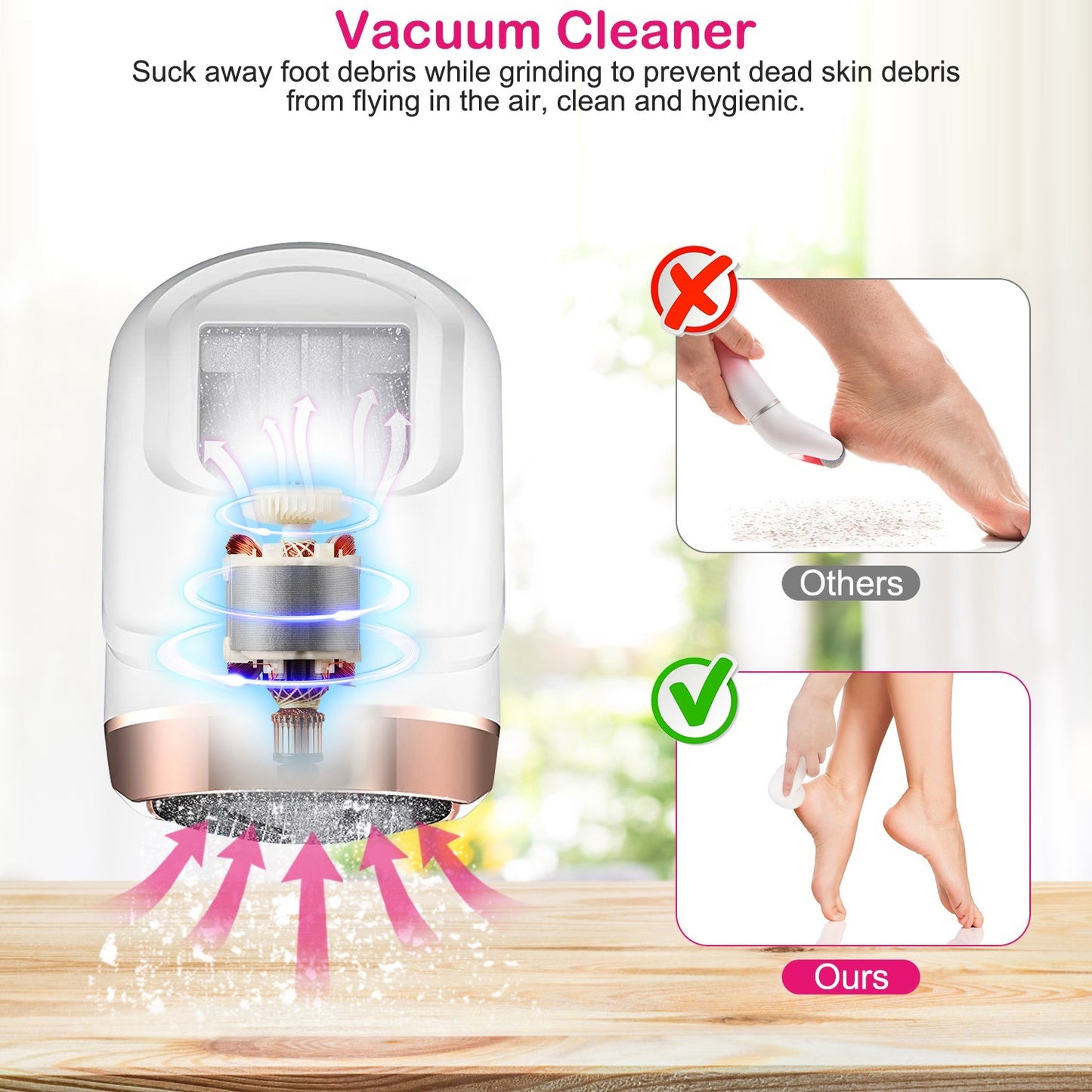 17Pcs Electric Foot Callus Remover with Vacuum Foot Grinder Rechargeable Foot File Dead Skin Pedicure Machine