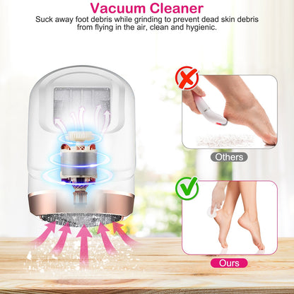 17Pcs Electric Foot Callus Remover with Vacuum Foot Grinder Rechargeable Foot File Dead Skin Pedicure Machine
