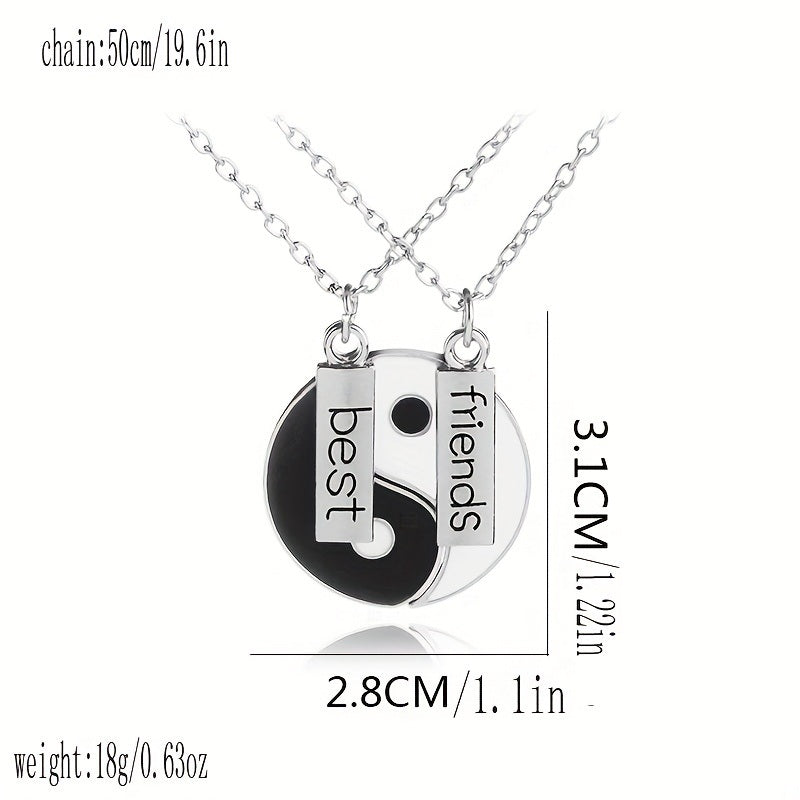 2Pcs/Set Best Friend Heart Couple Pendant Necklace Sister Brother Gift Friendship Jewelry