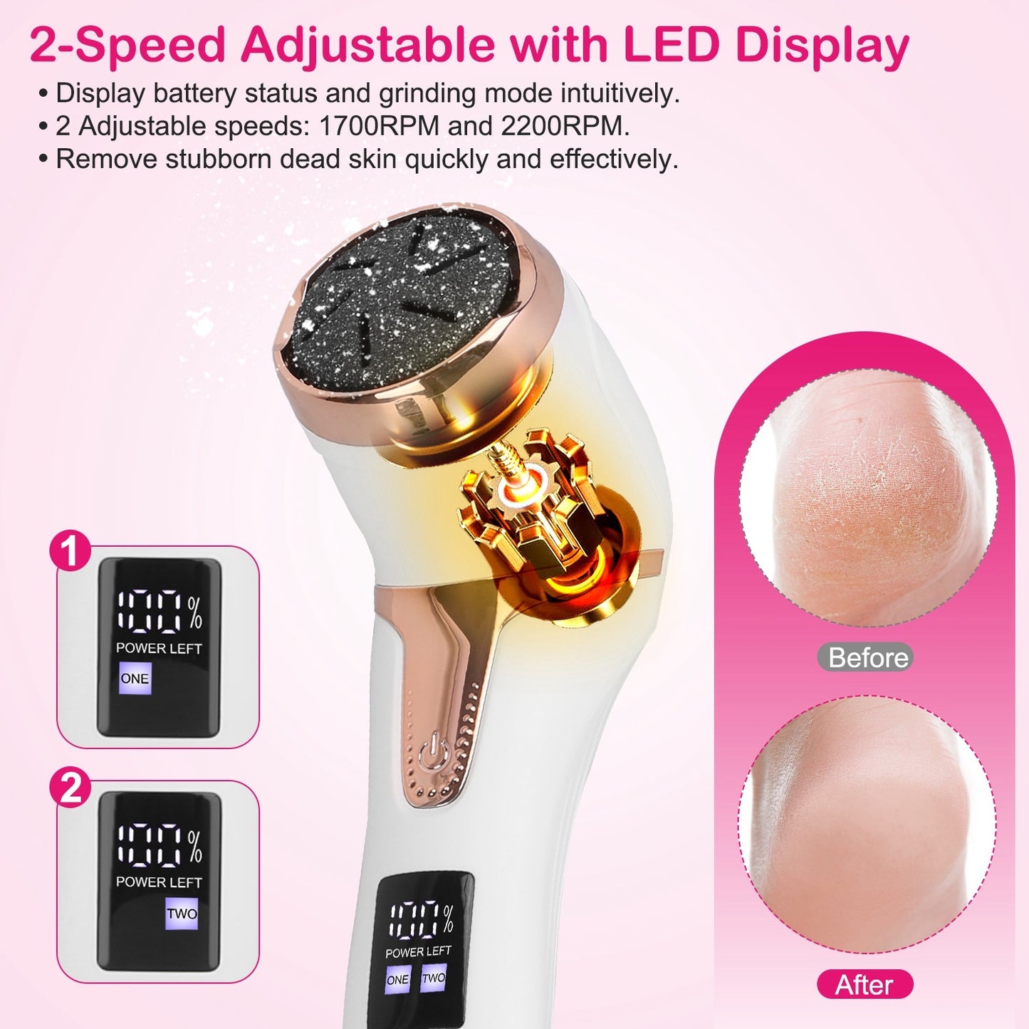 17Pcs Electric Foot Callus Remover with Vacuum Foot Grinder Rechargeable Foot File Dead Skin Pedicure Machine