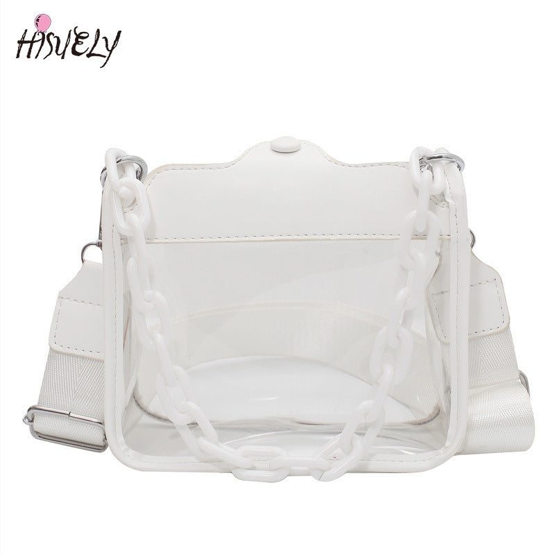 2023 Summer Women Clear Transparent Crossbody Bag Female Jelly Handbags and Purses Acrylic Chain Square Shoulder Bag Bolsos