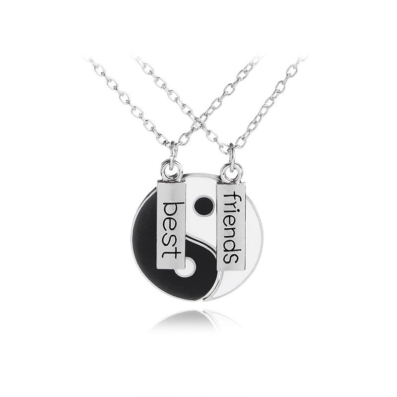 2Pcs/Set Best Friend Heart Couple Pendant Necklace Sister Brother Gift Friendship Jewelry