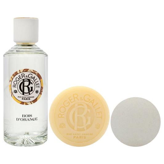 Bois DOrange Set by Roger & Gallet for Unisex - 5 Pc Gift Set 3.3oz Wellbeing Fragrant Water, 1.7oz Wellbeing Soap, 3 x 0.88oz Bath Tablets