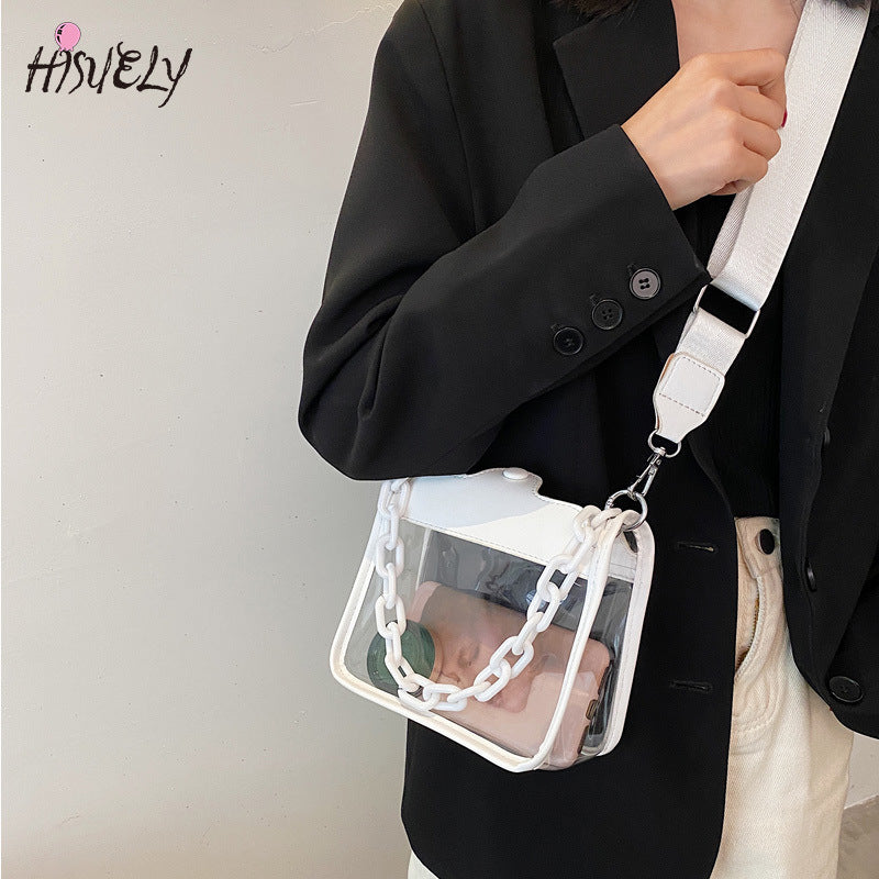 2023 Summer Women Clear Transparent Crossbody Bag Female Jelly Handbags and Purses Acrylic Chain Square Shoulder Bag Bolsos